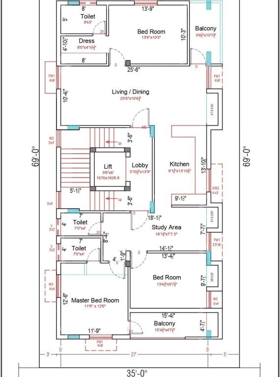 3.5BHK – 2nd Floor – Flat 2A – Facing North or South – 1931 Sq. Ft – UDS 805